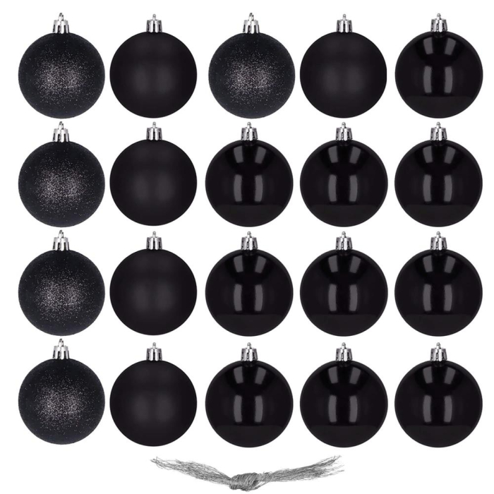 Set globuri de Craciun, 20 bucati, 3 modele, 4cm, negru [2]