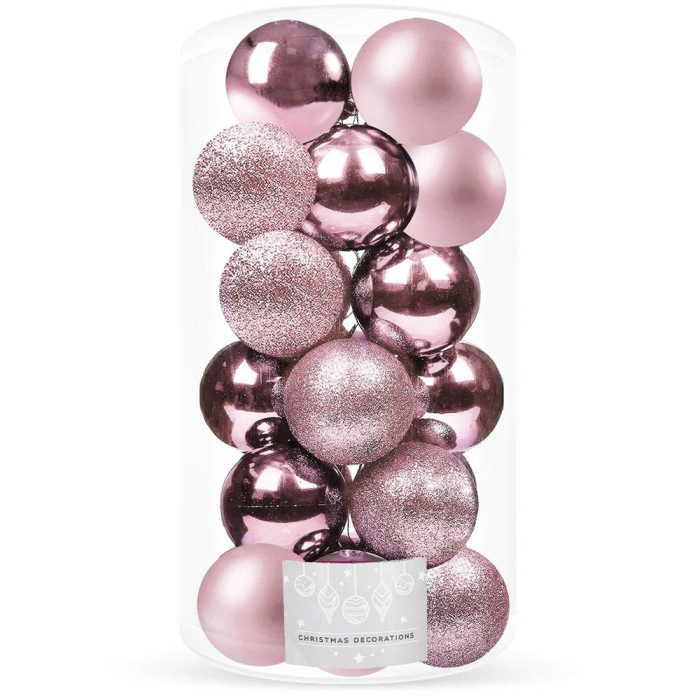 Set globuri de Craciun, 20 bucati, 3 modele, 4cm, roz [1]