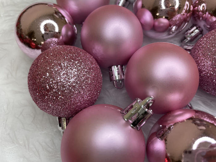 Set globuri de Craciun, 20 bucati, 3 modele, 4cm, roz [15]