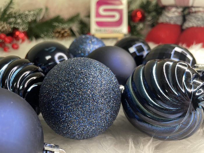 Set globuri de Craciun, 20 bucati, 5 modele, 6cm, albastru inchis [14]