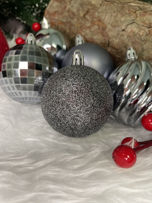 Set globuri de Craciun, 20 bucati, 5 modele, 6cm, argintiu [18]