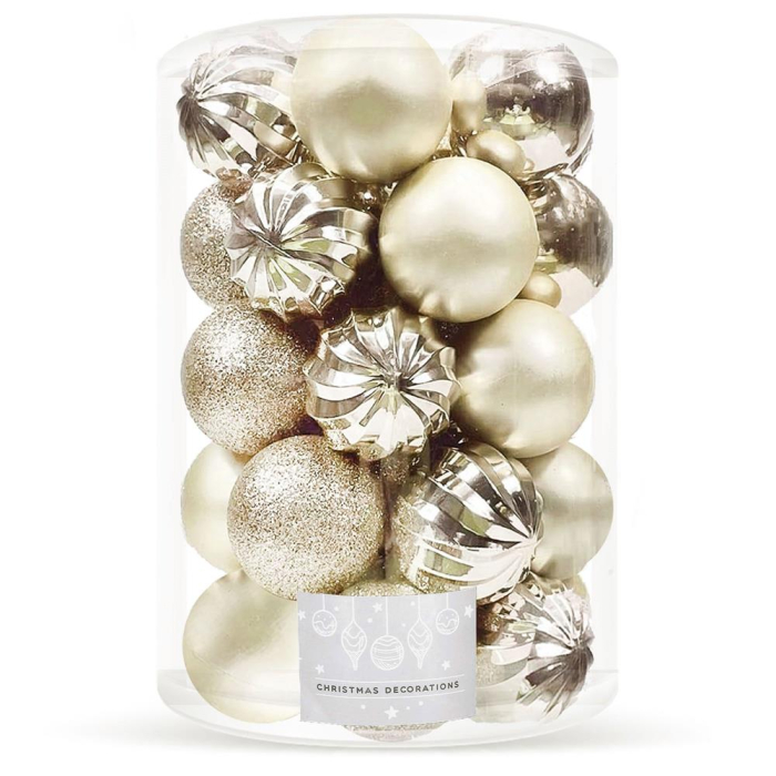 Set globuri de Craciun, 20 bucati, 5 modele, 6cm, auriu [1]