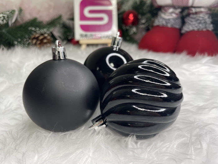 Set globuri de Craciun, 20 bucati, 5 modele, 6cm, negru [22]