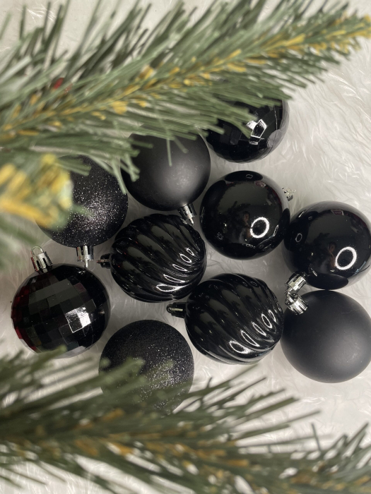 Set globuri de Craciun, 20 bucati, 5 modele, 6cm, negru [17]