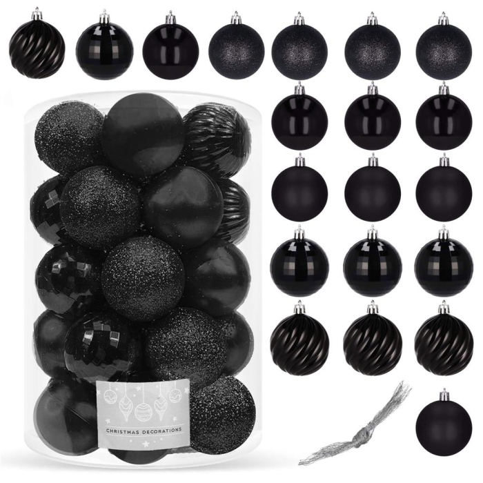Set globuri de Craciun, 20 bucati, 5 modele, 6cm, negru [10]