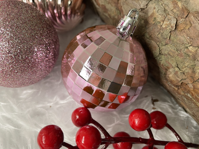 Set globuri de Craciun, 20 bucati, 5 modele, 6cm, roz [20]