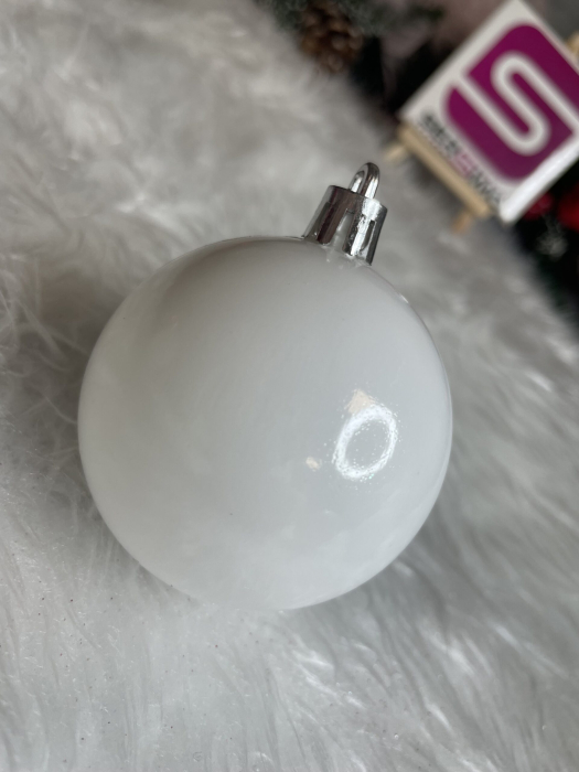 Set globuri de Craciun, 20 bucati, 6cm, alb perlat [14]