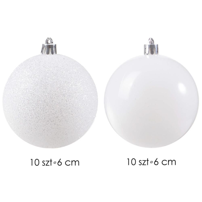 Set globuri de Craciun, 20 bucati, 6cm, alb perlat [7]