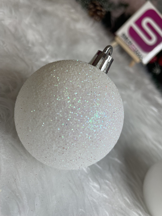 Set globuri de Craciun, 20 bucati, 6cm, alb perlat [13]