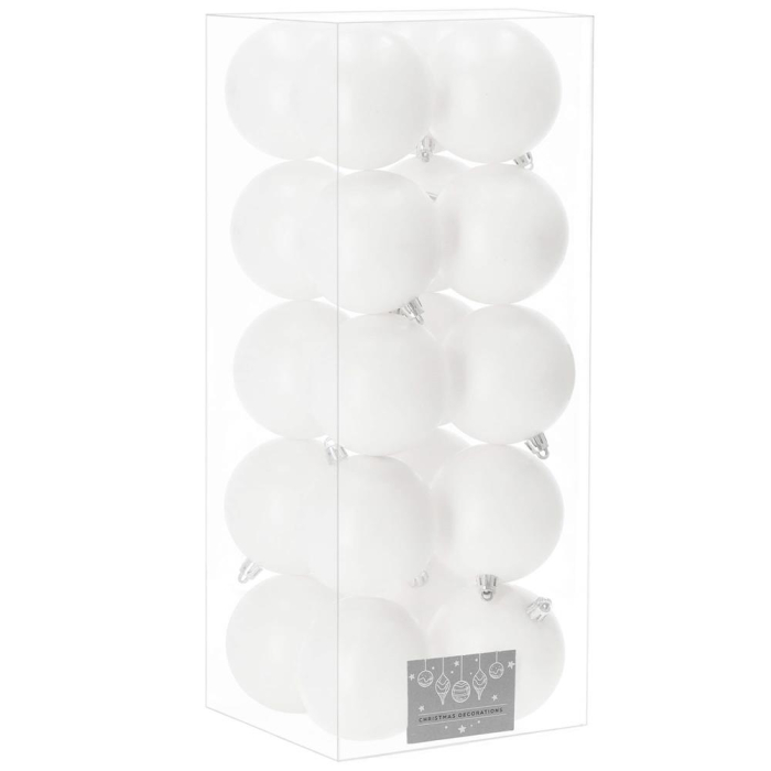 Set globuri de Craciun, 20 bucati, 8cm, alb mat [1]