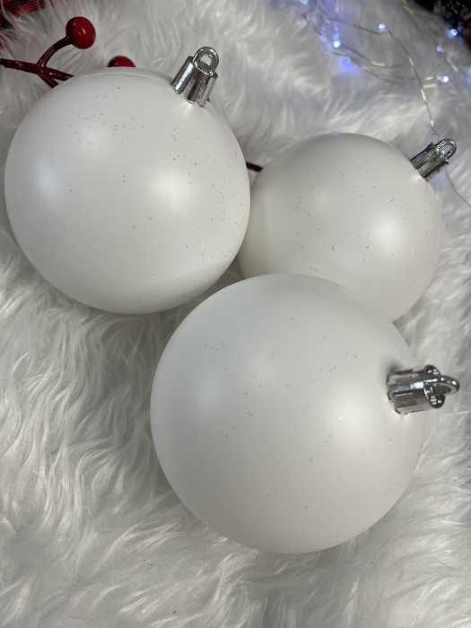 Set globuri de Craciun, 20 bucati, 8cm, alb mat [14]