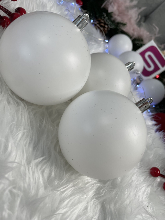 Set globuri de Craciun, 20 bucati, 8cm, alb mat [15]