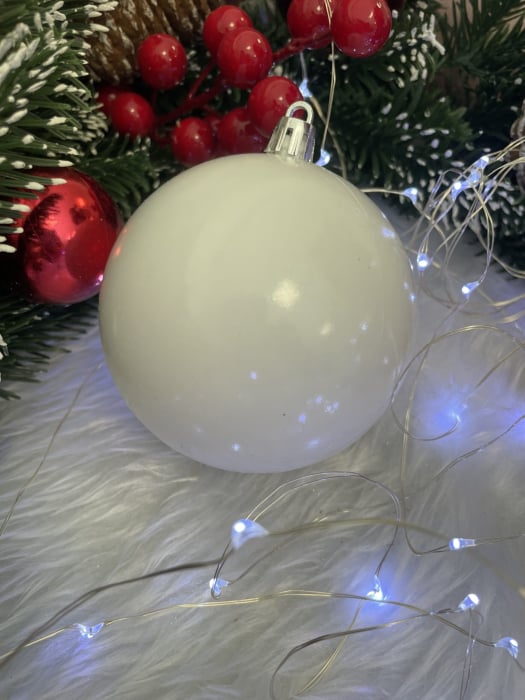 Set globuri de Craciun, 20 bucati, 8cm, alb perlat [10]