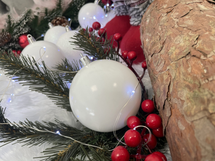 Set globuri de Craciun, 20 bucati, 8cm, alb perlat [16]