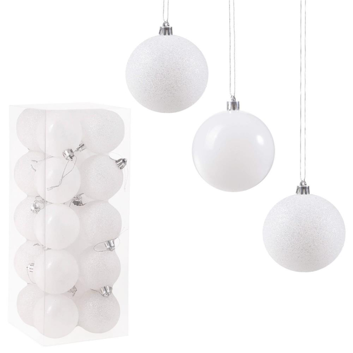Set globuri de Craciun, 20 bucati, 8cm, alb perlat [6]