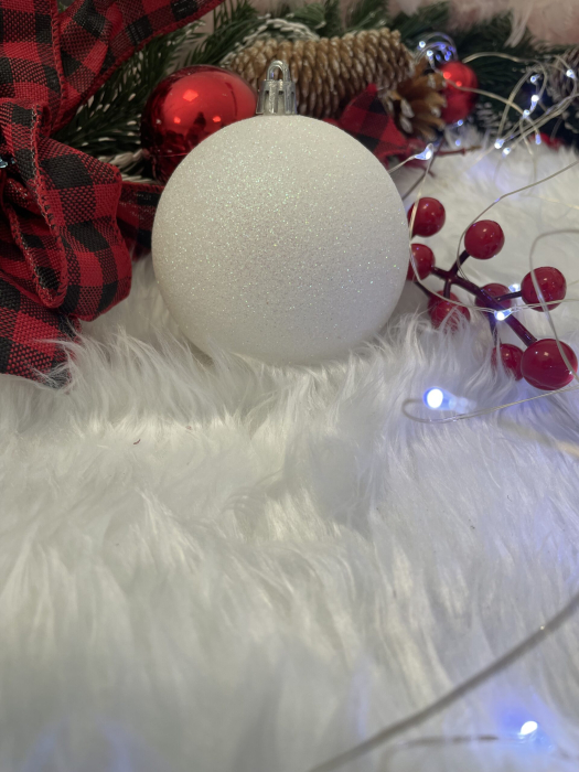 Set globuri de Craciun, 20 bucati, 8cm, alb perlat [14]