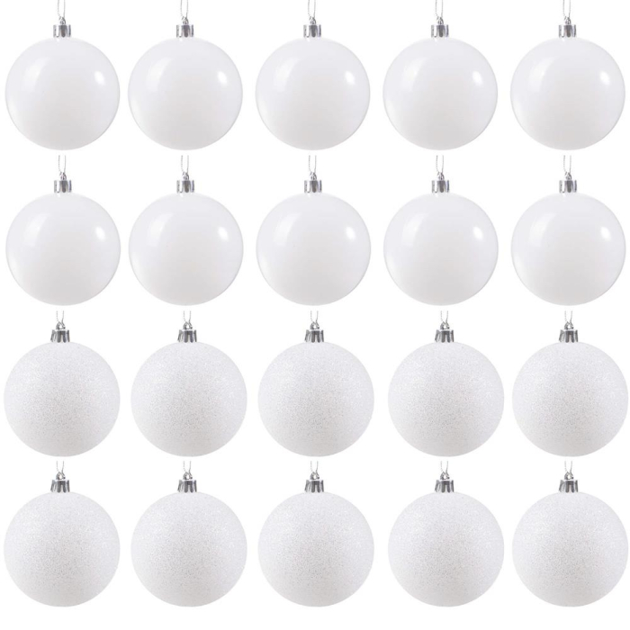 Set globuri de Craciun, 20 bucati, 8cm, alb perlat [5]