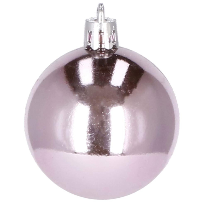 Set globuri de Craciun, 25 bucati, 3 modele, 2,5cm si 4cm, roz [7]