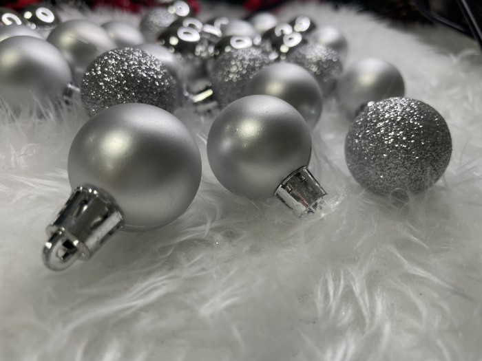 Set globuri de Craciun, 30 bucati, 3 modele, 3cm, argintiu [19]
