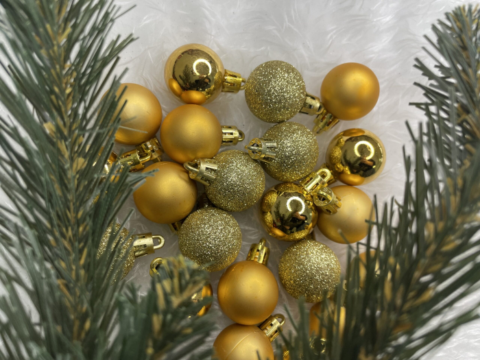 Set globuri de Craciun, 30 bucati, 3 modele, 3cm, auriu [15]