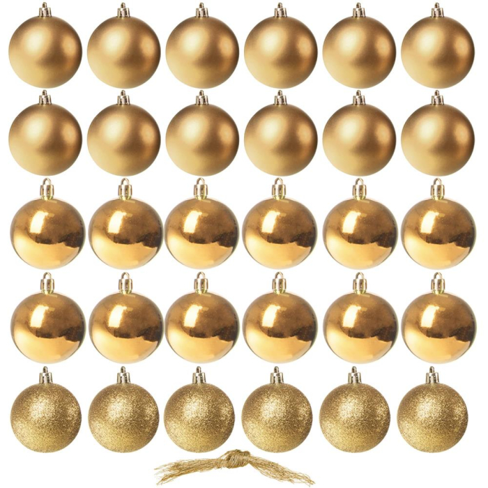Set globuri de Craciun, 30 bucati, 3 modele, 3cm, auriu [9]