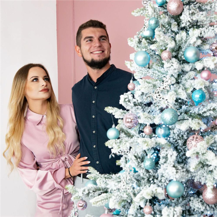 Set globuri de Craciun, 30 bucati, 3 modele, 3cm, roz [10]