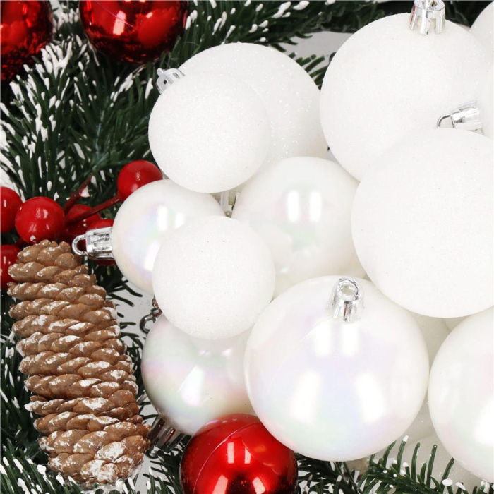 Set globuri de Craciun, 30 bucati, 3 modele, 4/5/6cm, alb [3]