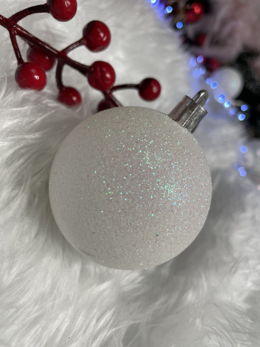 Set globuri de Craciun, 30 bucati, 3 modele, 4/5/6cm, alb [17]