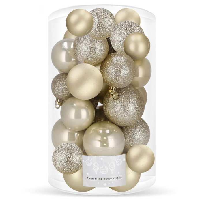 Set globuri de Craciun, 30 bucati, 3 modele, 4/5/6cm, auriu [1]
