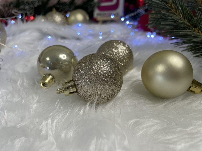 Set globuri de Craciun, 30 bucati, 3 modele, 4/5/6cm, auriu [16]