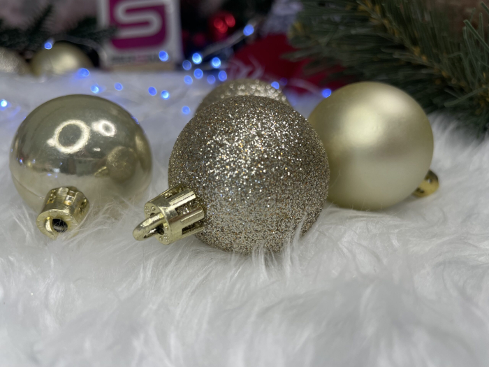Set globuri de Craciun, 30 bucati, 3 modele, 4/5/6cm, auriu [18]