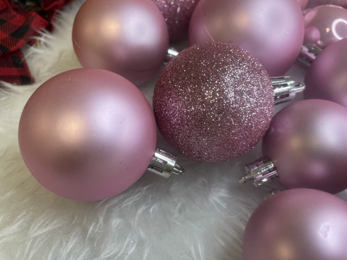 Set globuri de Craciun, 30 bucati, 3 modele, 4/5/6cm, roz [12]