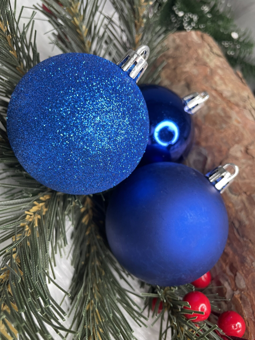 Set globuri de Craciun, 30 bucati, 3 modele, 6cm, albastru [17]