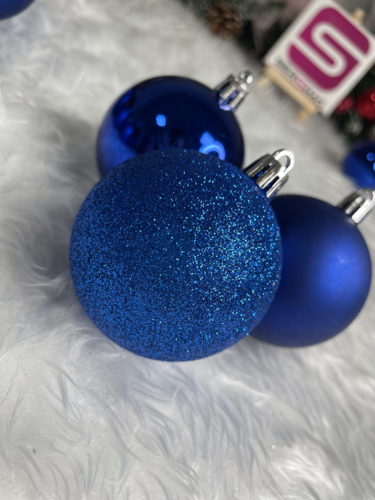 Set globuri de Craciun, 30 bucati, 3 modele, 6cm, albastru [13]