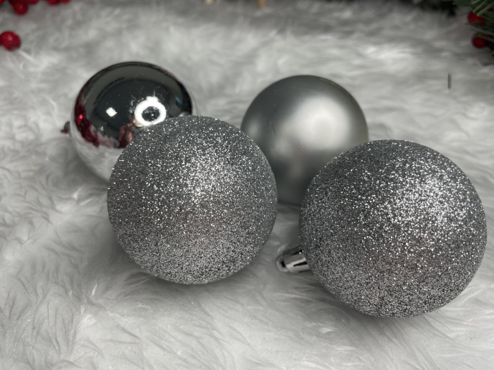 Set globuri de Craciun, 30 bucati, 3 modele, 6cm, argintiu [18]