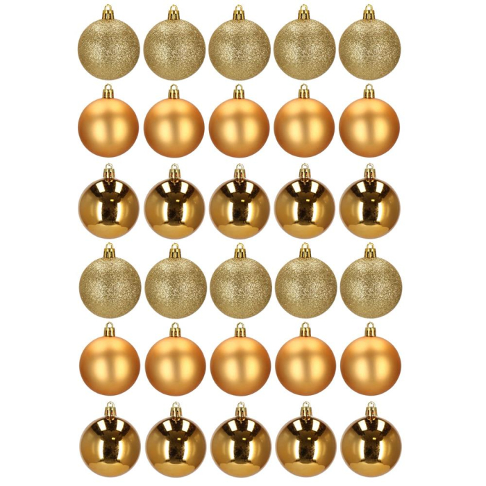 Set globuri de Craciun, 30 bucati, 3 modele, 6cm, auriu [4]