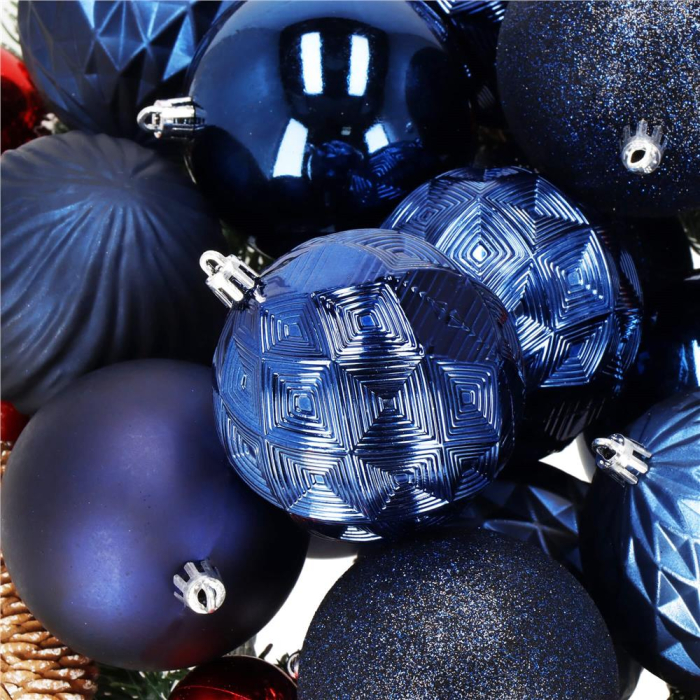 Set globuri de Craciun, 30 bucati, 6 modele, 8cm, albastru inchis [6]