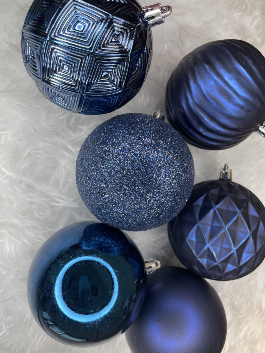 Set globuri de Craciun, 30 bucati, 6 modele, 8cm, albastru inchis [16]