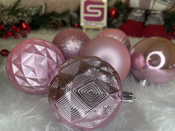 Set globuri de Craciun, 30 bucati, 6 modele, 8cm, roz [18]