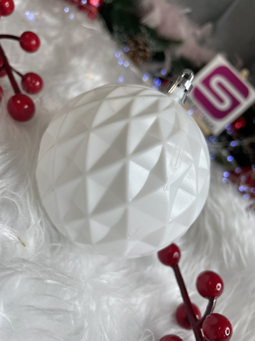 Set globuri de Craciun, 30 bucati, 8cm, 6 modele, alb [16]