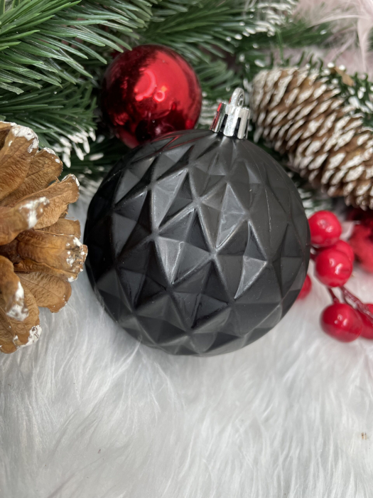 Set globuri de Craciun, 30 bucati, 8cm, 6 modele, negru [15]
