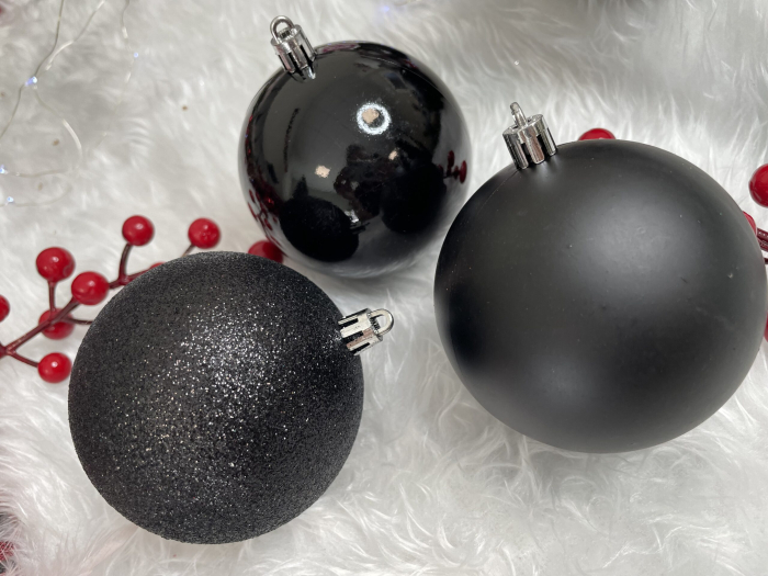 Set globuri de Craciun, 30 bucati, 8cm, 6 modele, negru [27]