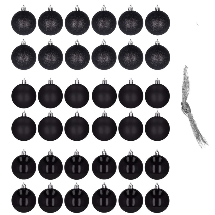 Set globuri de Craciun, 36 bucati, 3 modele, 3cm, negru [3]