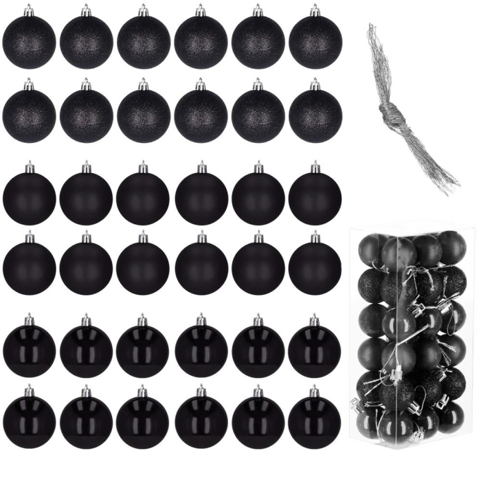 Set globuri de Craciun, 36 bucati, 3 modele, 3cm, negru [2]