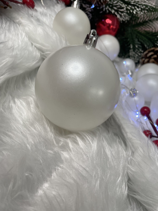 Set globuri de Craciun, 37 bucati, 3-8cm, alb perla [9]