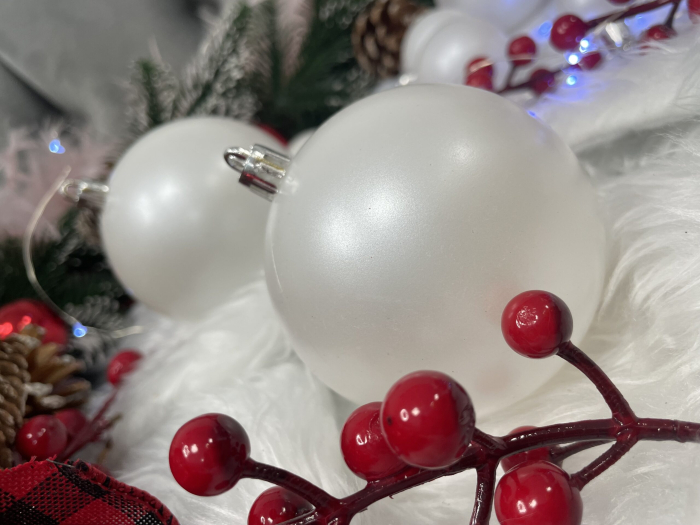 Set globuri de Craciun, 37 bucati, 3-8cm, alb perla [15]