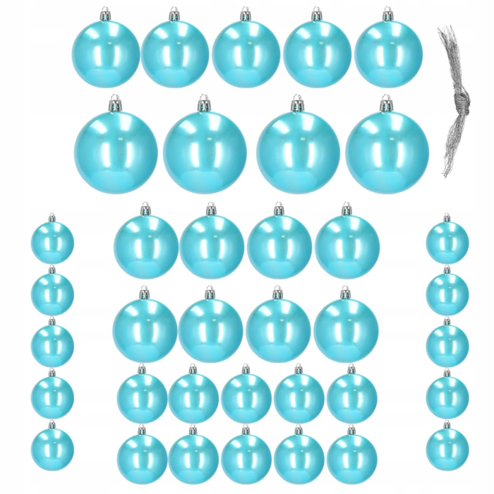 Set globuri de Craciun, 37 bucati, 3-8cm, albastru perla [8]