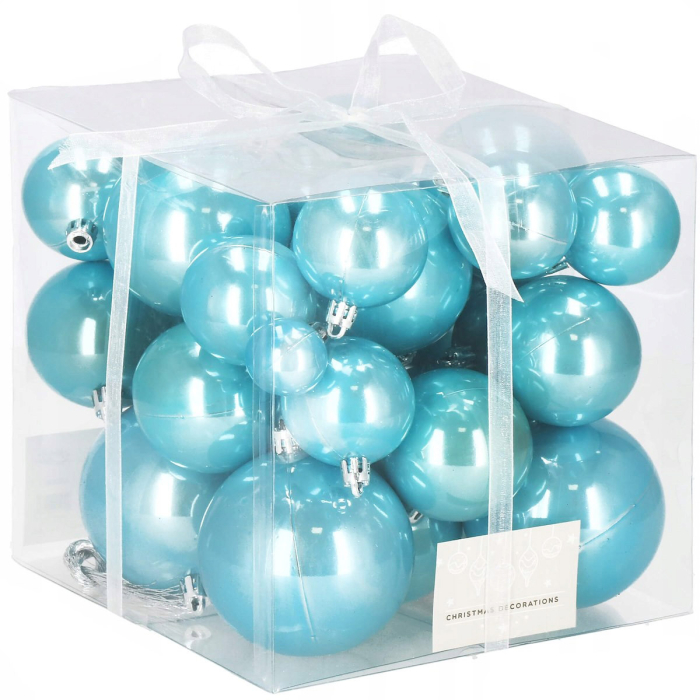 Set globuri de Craciun, 37 bucati, 3-8cm, albastru perla [1]