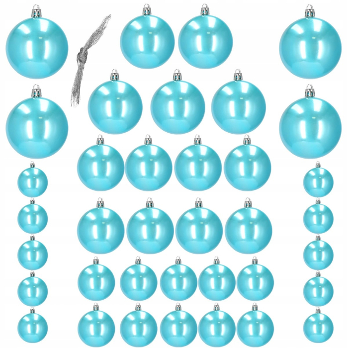 Set globuri de Craciun, 37 bucati, 3-8cm, albastru perla [6]