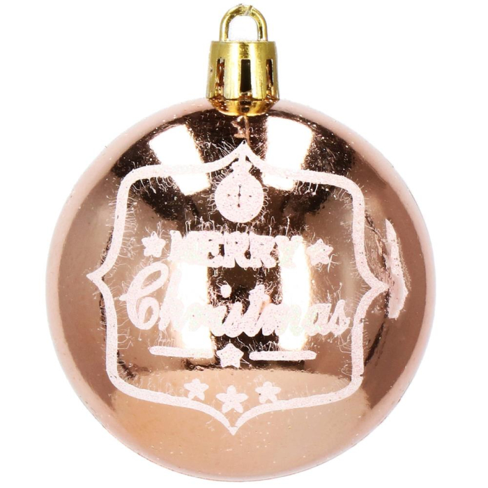 Set globuri de Craciun cu modele de sarbatori, 24 bucati, 6cm, rose [3]
